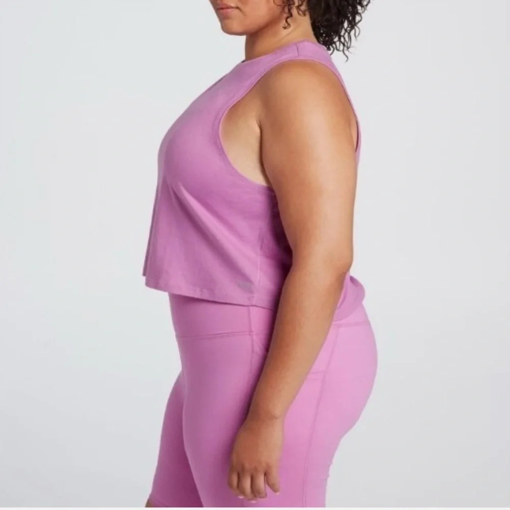 DSG Women’s Cotton Cropped Muscle Pink Tank Top - Picture 4 of 6